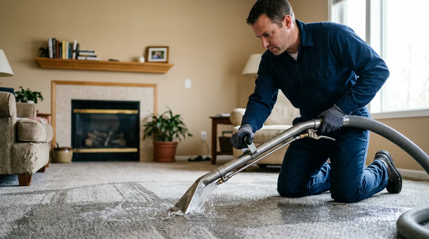Water damage restoration technician working near Paramus, NJ